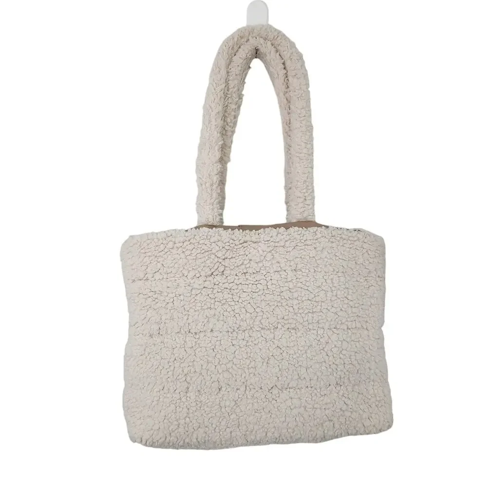Universal Thread Women's Cream Plush Sherpa Large Tote